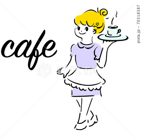 カフェの女の子イラスト 70318387
