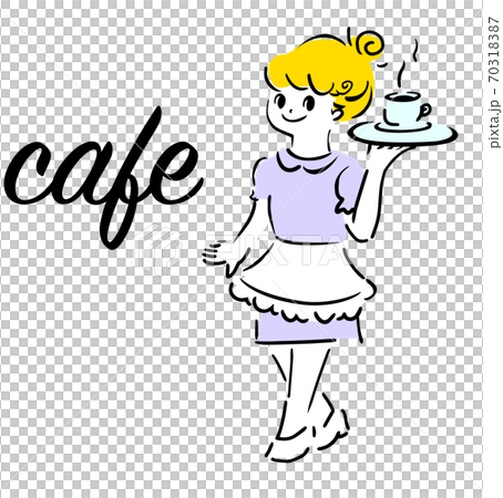 カフェの女の子イラスト 70318387