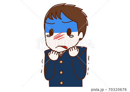 わなわなと体を震わせて怒りながら睨む男子学生のイラスト素材