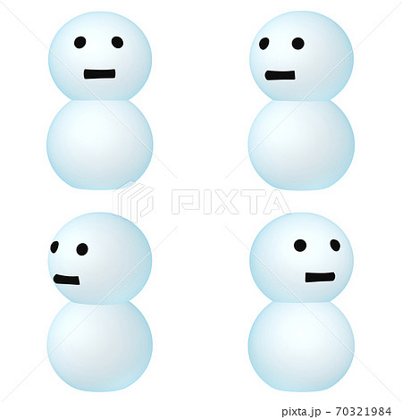 冬のイラストカット シンプルなゆきだるま 1 四点セット カット集のイラスト素材