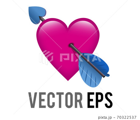 Vector Shocking Pink Heart Icon With Love Cupid のイラスト素材