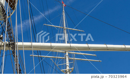 Masts and rigging of a large sailing ship  70323964