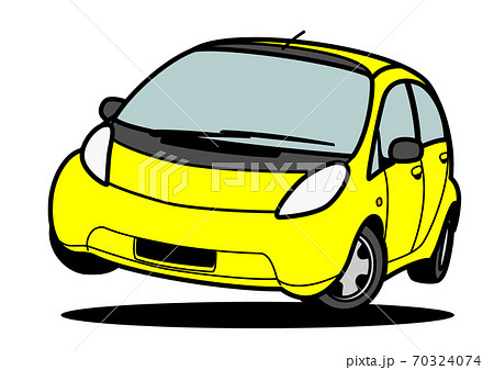 ちょい前軽自動車 ジャンプ 黄色 自動車イラストのイラスト素材
