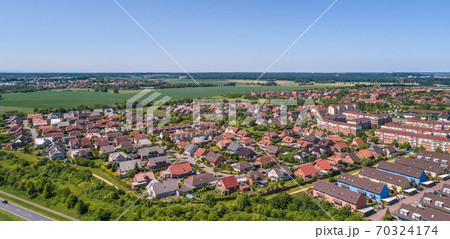 Aerial view of a suburb on the outskirts  70324174