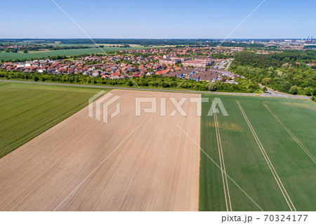 Aerial view of a suburb on the outskirts  70324177