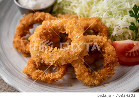 deep fried squid rings with cabbage deep fried squid rings with cabbage 70324203