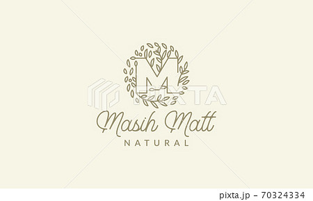 Initial M Or Letter M With Leaf Ornament On のイラスト素材 Initial M Or Letter M With Leaf Ornament On のイラスト素材