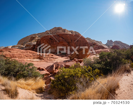 Sunny view of the Calico Tanks Trail of Red Rock Canyon National Conservation Area Sunny view of the Calico Tanks Trail of Red Rock Canyon National Conservation Area 70324530