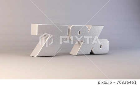 7 percent 3d metal text isolated on white, 3d render illustration 70326461