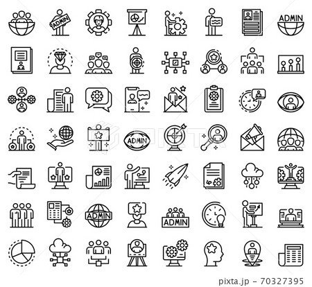 IT administrator icons set, outline style 70327395