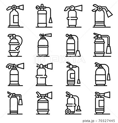 Fire extinguisher icons set, outline style 70327445
