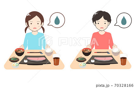 苦手な料理が出る 子供 線無し のイラスト素材