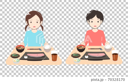 悲しみながら食事を行う子供(線無し) 70328170