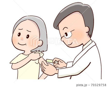 予防接種をする 高齢者のイラスト素材