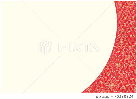 年賀状素材 和柄背景 花 赤色 和柄 和風のイラスト素材