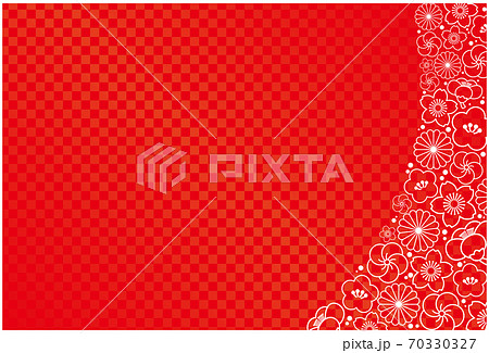 年賀状素材 和柄背景 花 赤色 和柄 和風のイラスト素材