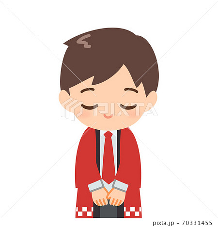お辞儀をする半被のスタッフのイラスト素材