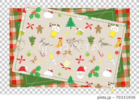 クリスマス柄のパッチワーク風 フレーム 背景素材 ポストカードのイラスト素材
