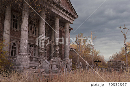 Abandoned haunted house refuge of spirits 3d illustration 70332347