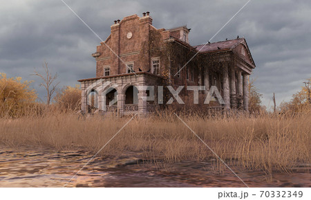 Abandoned haunted house refuge of spirits 3d illustration 70332349