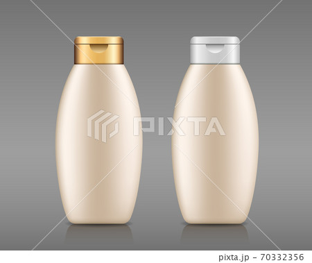Cream products bottle with gold and white cap, collection template design 70332356