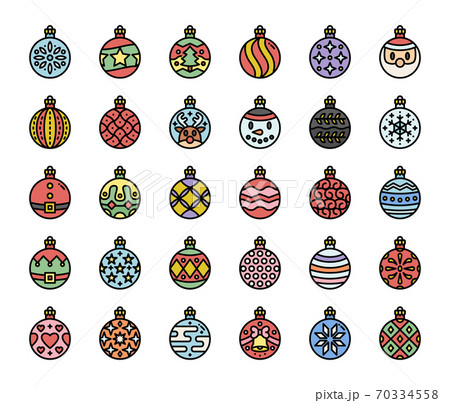 christmas balls color outline vector icons christmas balls color outline vector icons 70334558