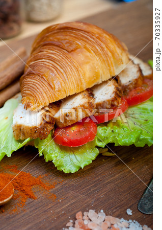 savory croissant brioche bread with chicken breast savory croissant brioche bread with chicken breast 70335927