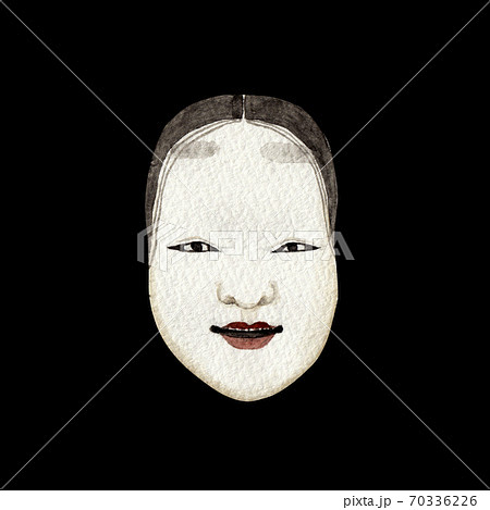 小面 能 能面 狂言 水彩 イラストのイラスト素材