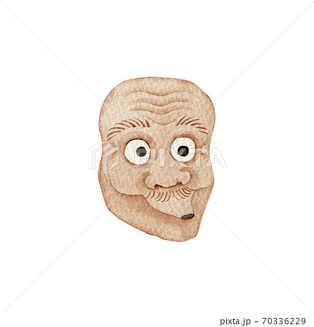 ひょっとこ 能 能面 狂言 水彩 イラストのイラスト素材