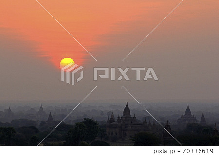 Landscape sunrise in the morning bagan city, myanmar Landscape sunrise in the morning bagan city, myanmar 70336619