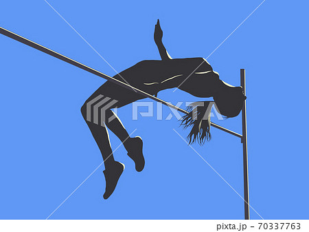 走り高跳びの女性シルエット画像のイラスト素材