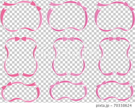 四角のシンプルなリボンフレーム(3柄×3) 四角のシンプルなリボンフレーム(3柄×3) 70338624