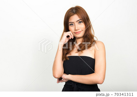 Portrait of young beautiful Asian woman thinking Portrait of young beautiful Asian woman thinking 70341311
