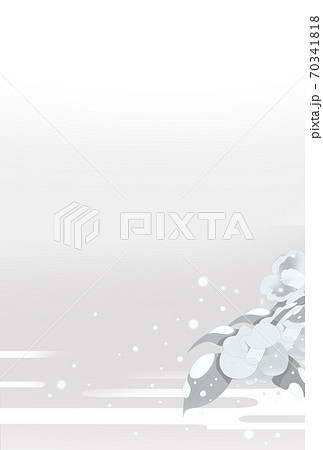 冬の花と雲の喪中葉書 70341818