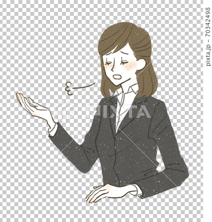 ため息をつくスーツ姿の女性 70342498