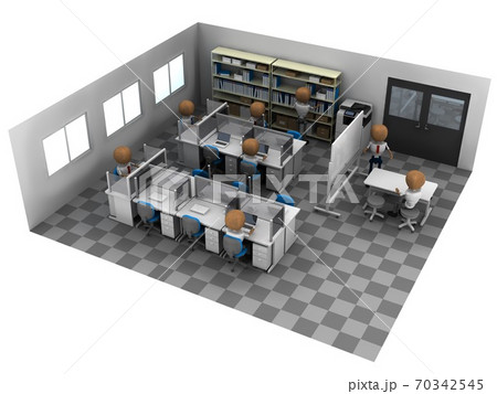 日本にあるコロナ対応オフィスの風景 70342545