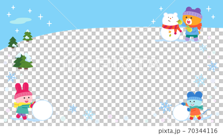 Bears, rabbits, mice / frames playing in the snow Bears, rabbits, mice / frames playing in the snow 70344116
