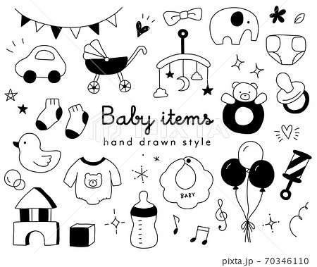 Set Of Hand Drawn Illustrations Of Cute Baby Stock Illustration