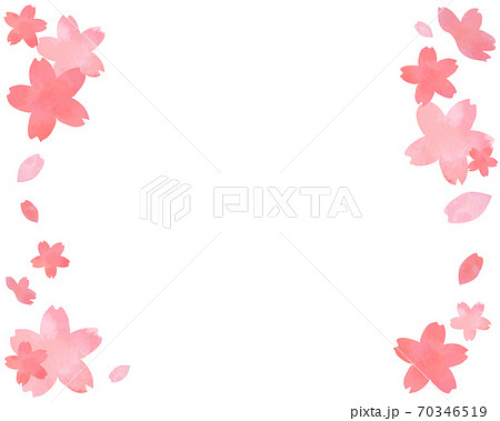 桜の花びら　フレーム　水彩風のベクターイラスト 70346519
