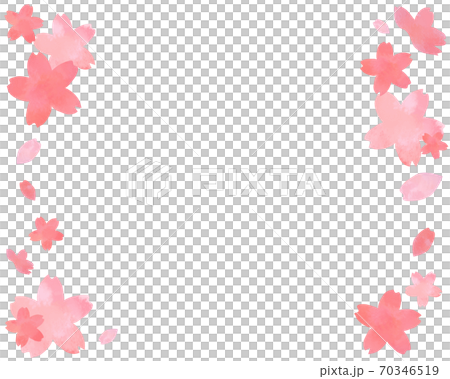 桜の花びら　フレーム　水彩風のベクターイラスト 70346519