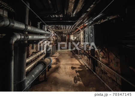 Old abandoned underground passage point of view Old abandoned underground passage point of view 70347145