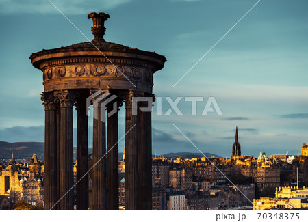 Edinburgh city skyline from Calton Hill., United Kingdom 70348375