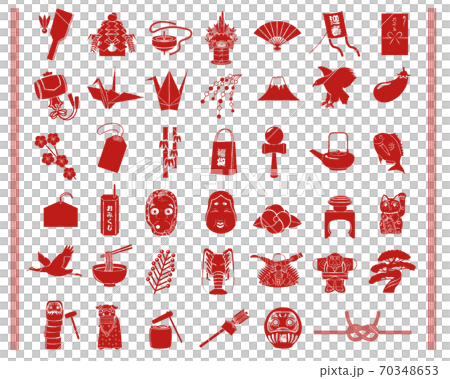 正月イラスト素材セット / シルエット 正月イラスト素材セット / シルエット 70348653
