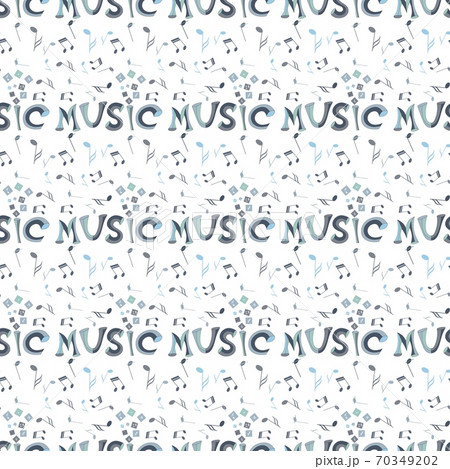 lettering Music and notes on a white background. 70349202