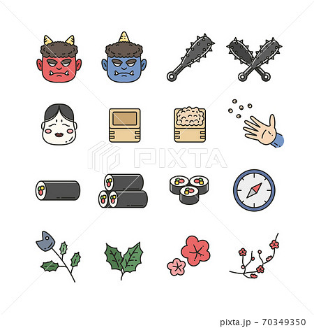 節分アイコンセット(カラー) 70349350