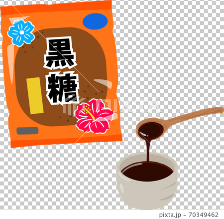 Black honey in a small bowl and brown sugar in a bag Black honey in a small bowl and brown sugar in a bag 70349462