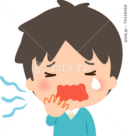 大あくびする若い男性のイラスト素材 大あくびする若い男性のイラスト素材