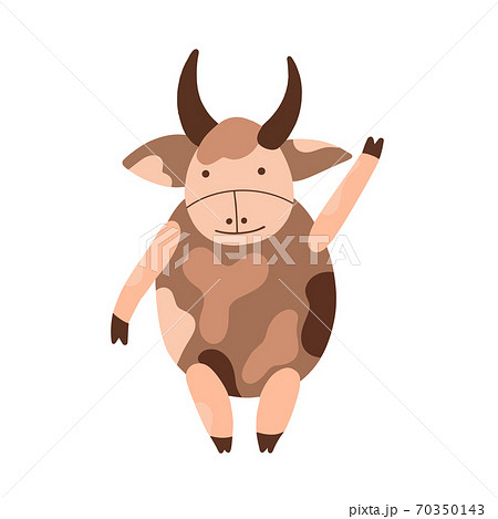 cute character horned bull symbol of 2021, vector 70350143
