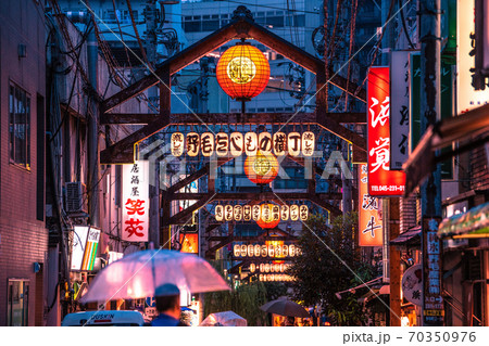 日本の横浜都市景観　横浜・野毛の飲み屋街（やなぎ通り）などを望む 70350976