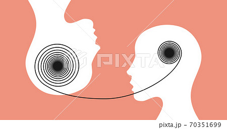 Female head with a thread between them Female head with a thread between them 70351699
